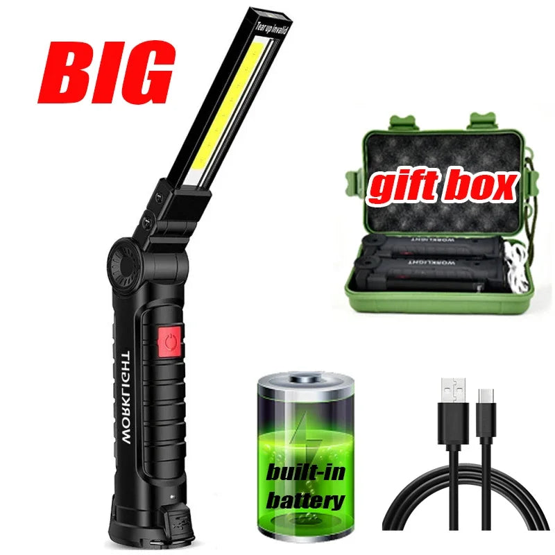 Rechargeable COB Work Light with Magnetic Base and Hook