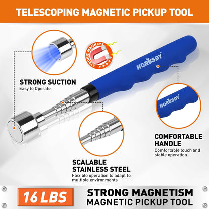 4-Piece Magnetic Pickup Kit with 360° Inspection Mirror