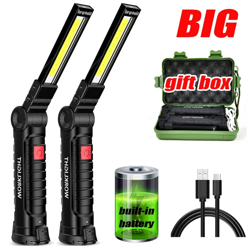Rechargeable COB Work Light with Magnetic Base and Hook