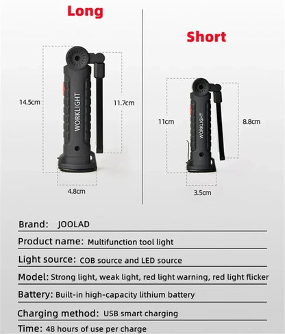 Rechargeable COB Work Light with Magnetic Base and Hook