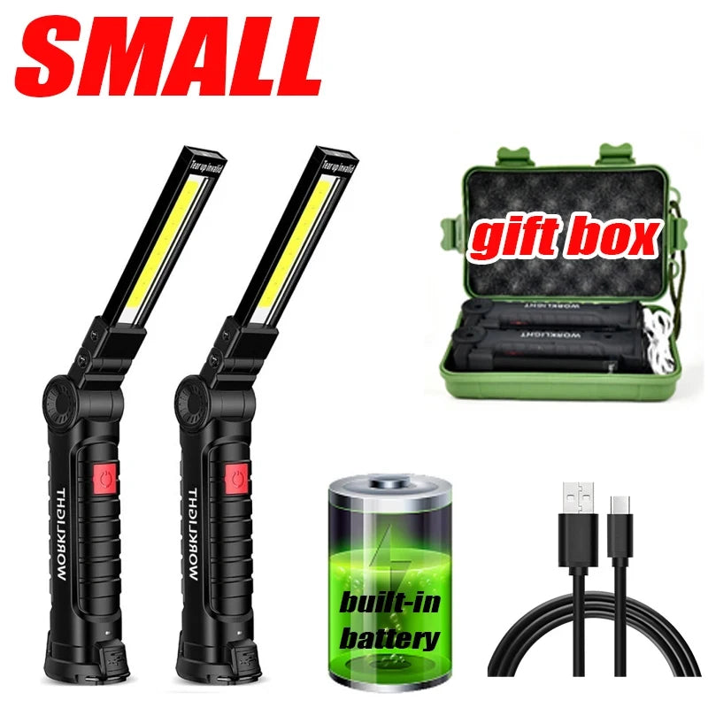 Rechargeable COB Work Light with Magnetic Base and Hook
