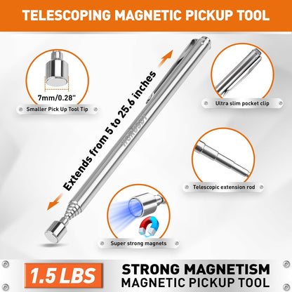 4-Piece Magnetic Pickup Kit with 360° Inspection Mirror