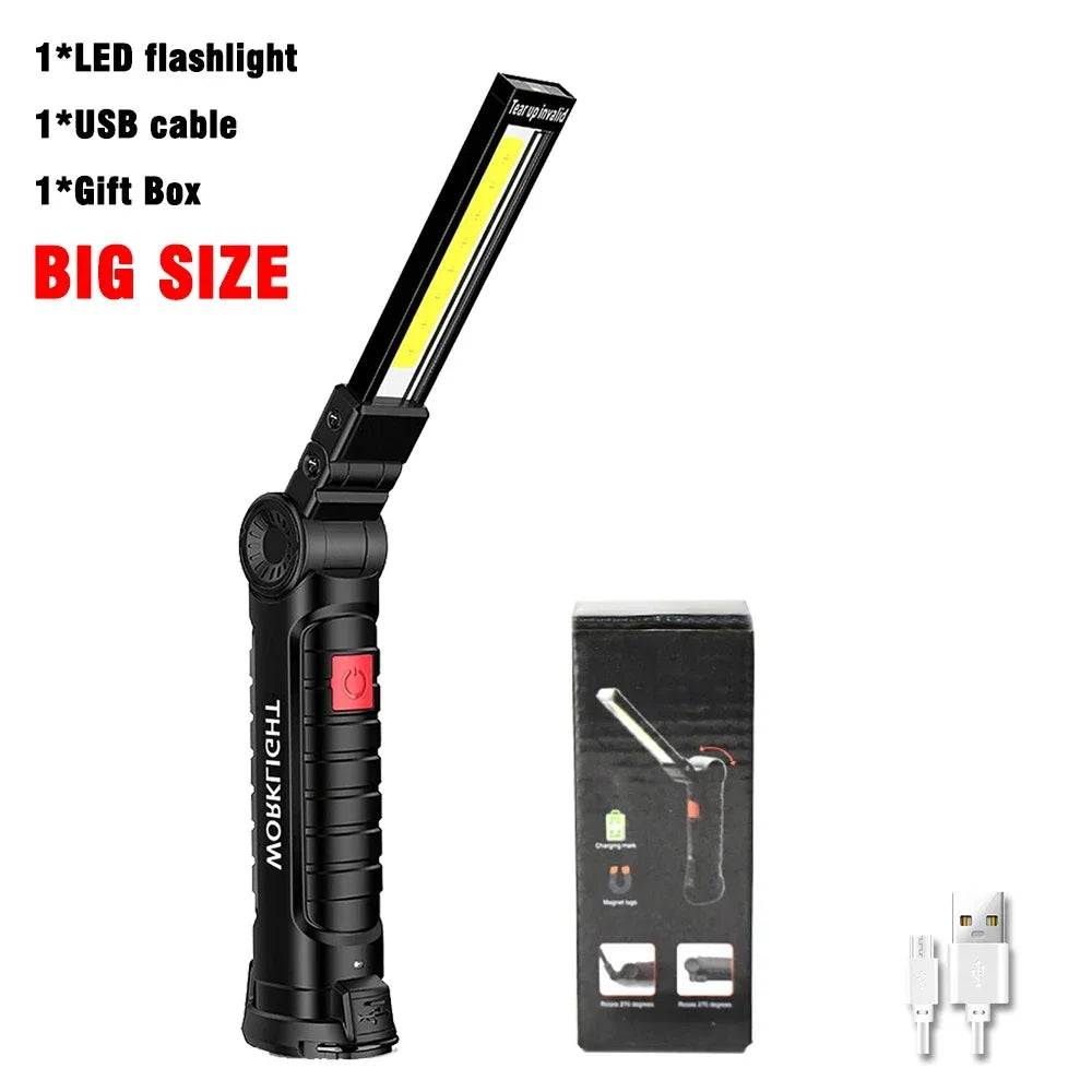 Rechargeable COB Work Light with Magnetic Base and Hook