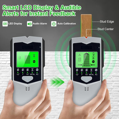 Stud Finder Wall Scanner, 5 in 1 Stud Detector | HD LCD Display, Center and Edge, Wood Metal AC Wire