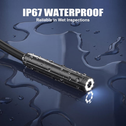 Endoscope Camera with Light, 1920P HD Borescope Inspection Camera with 16.4FT Semi-Rigid Snake Cable, IP67 Waterproof Endoscope with Adjustable LED Lights for Ios and Android