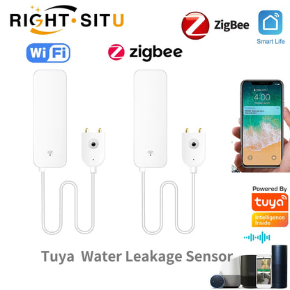 Tuya Wifi Water Leak Sensor, Water Leak Detector, Smartlife APP Notification Alerts,Leak Alarm Home Security Water Flood Sensor