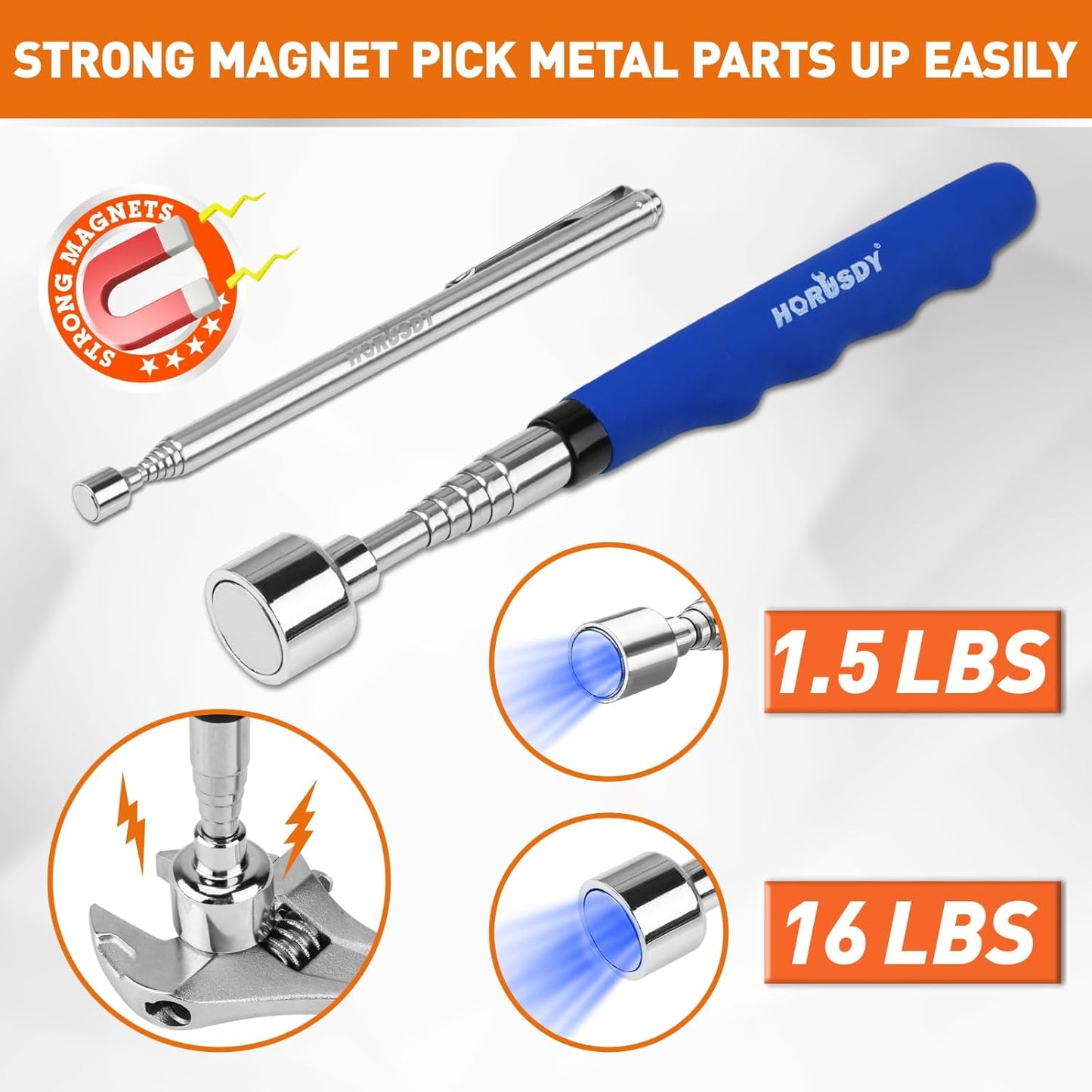 4-Piece Magnetic Pickup Kit with 360° Inspection Mirror